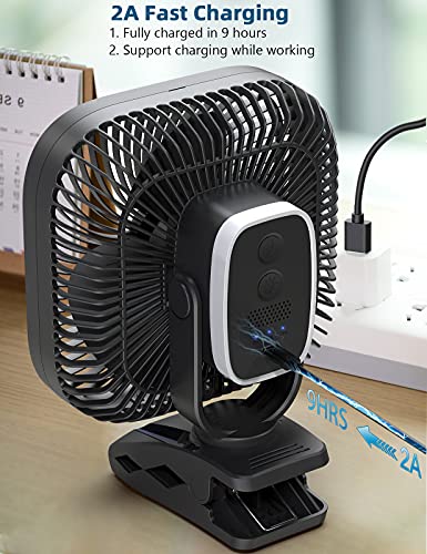 SLENPET 20000mAh Rechargeable Portable Clip on Fan with Light & Hook R310107
