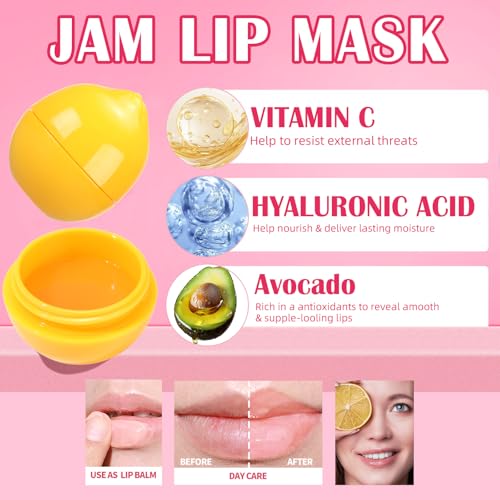6 PCS Mini Bee Lip Balm Fruit Pot Set for Teens Girls K98258