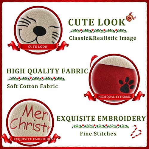 WEWILL 18" Cat Felt Christmas Stocking with Paws Embroidery K25915