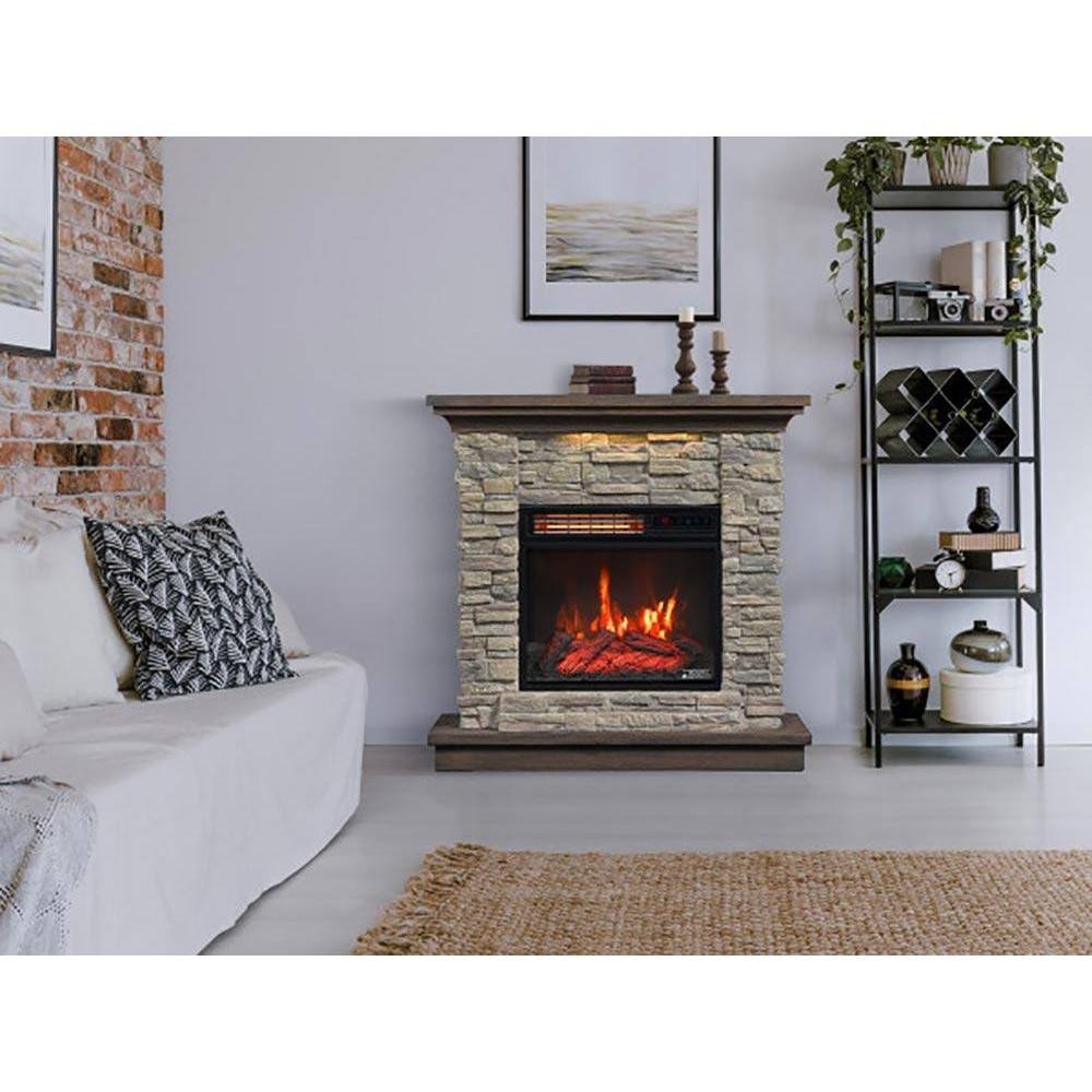 Duraflame Electric Fireplace Wall Mantel - Smoky Gray Stone X110433