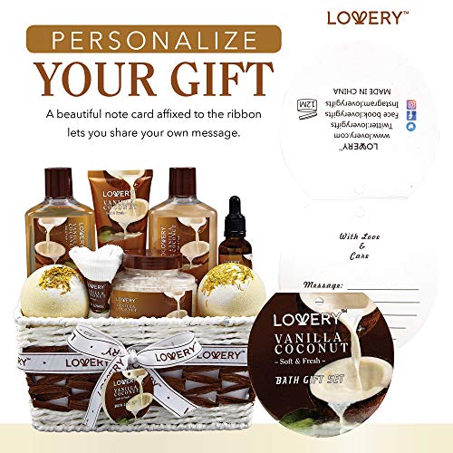 Vanilla Coconut Bath and Body Gift Basket 9 Piece Spa Set X78584
