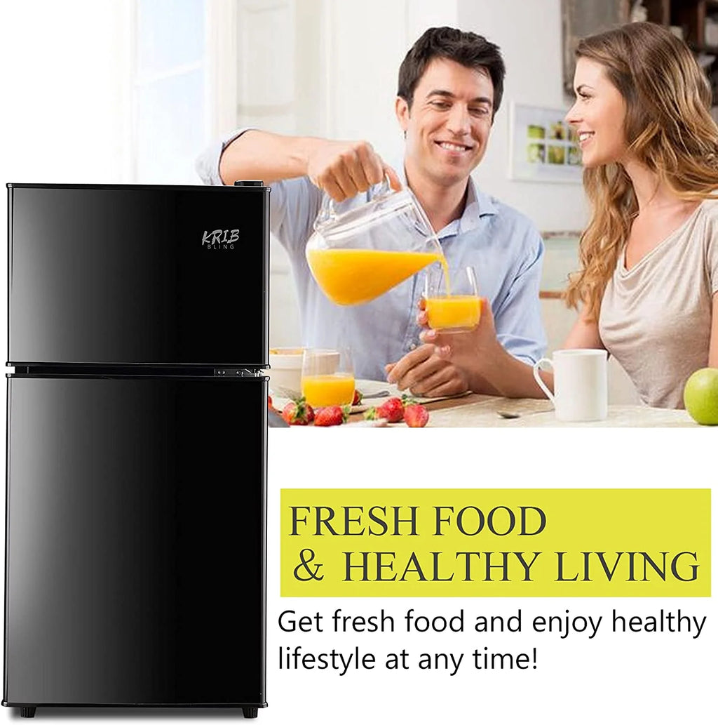 GGTB 3.2 Cu ft Two Door Mini Fridge with Freezer, Black Y16857