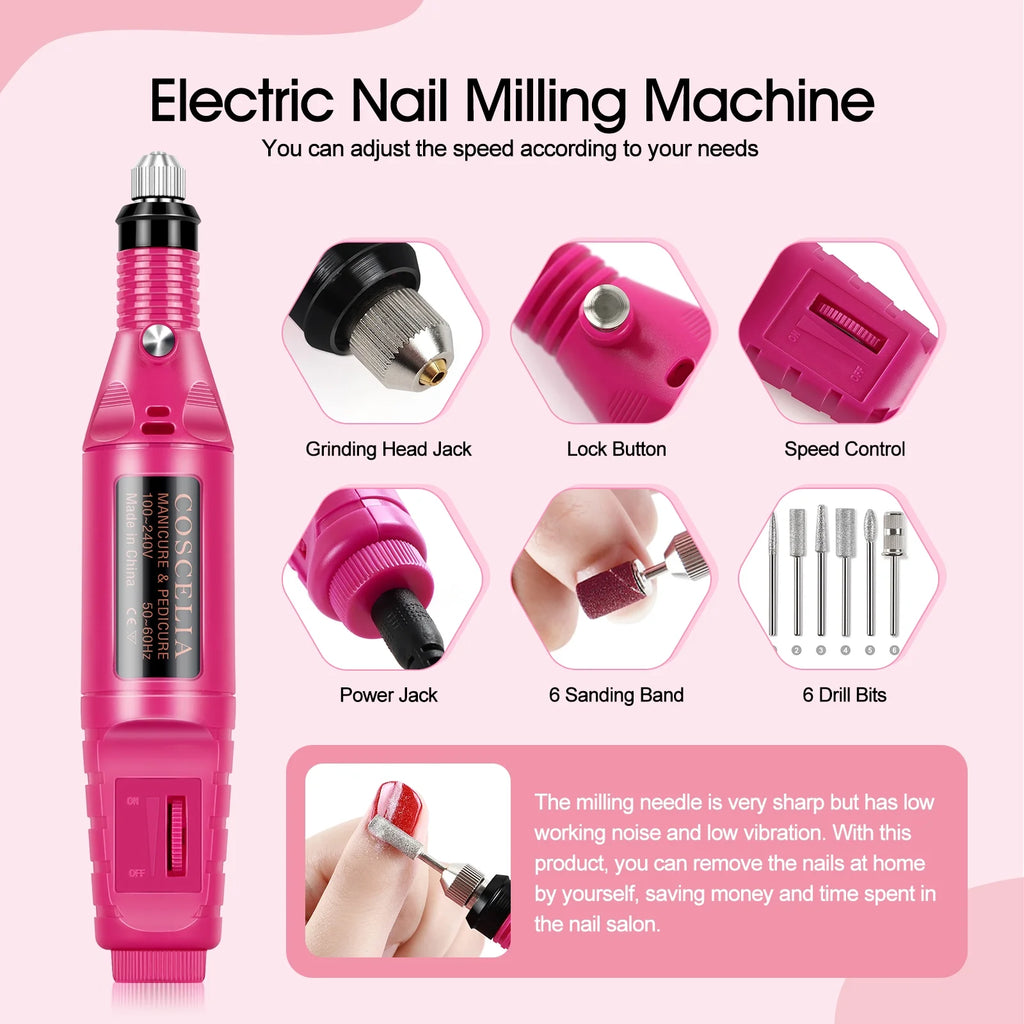 Coscelia Acrylic Nail Kit with UV Light and Nail Drill O96265