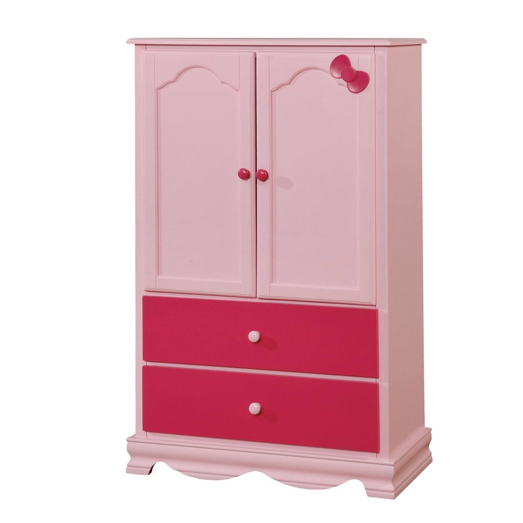 Furniture of America Jevi Solid Wood Youth Armoire - Pink U328826