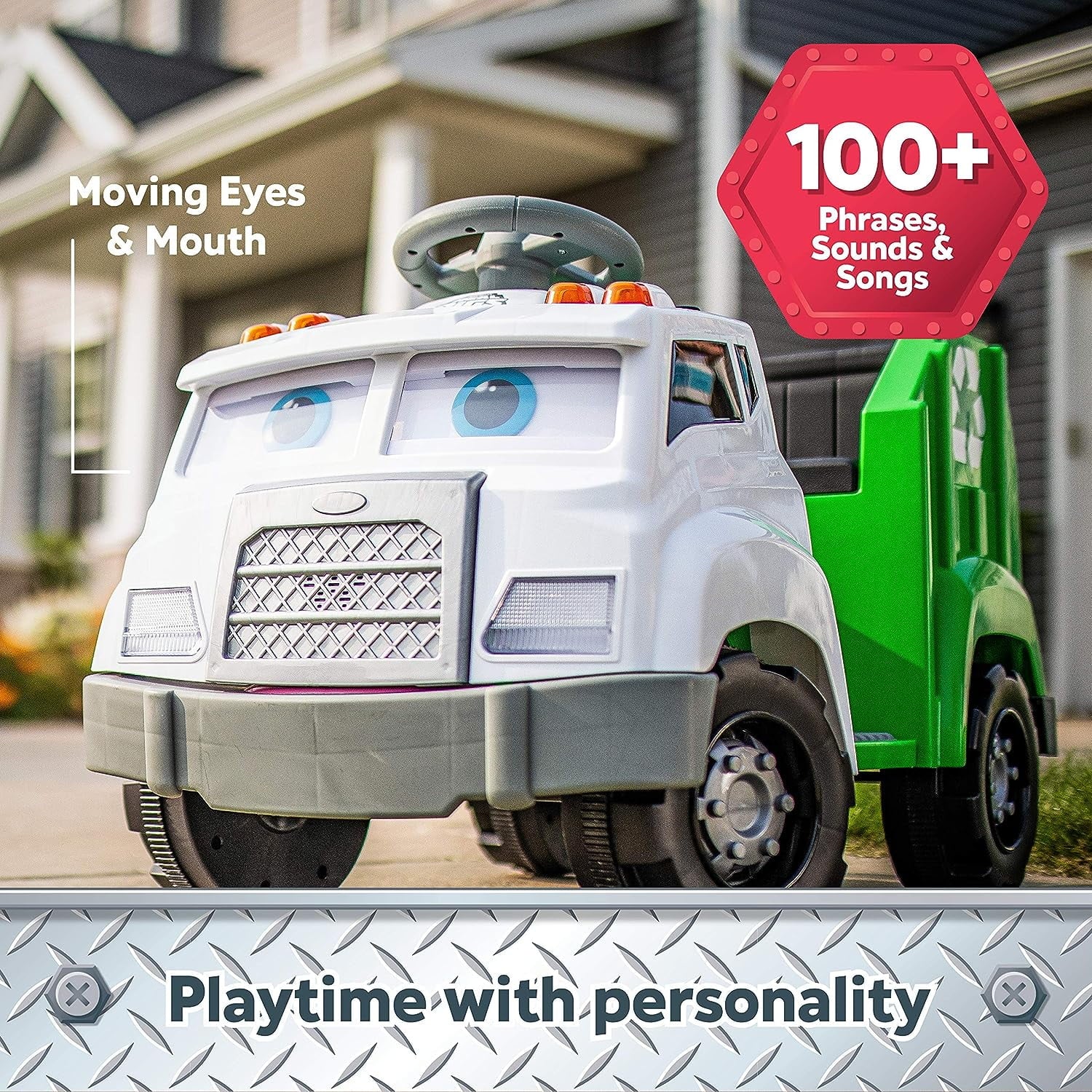 Kid Trax Real Rigs Toddler Recycling Truck Ride On Toy, 6V Battery, Ages 1.5-4 H3342