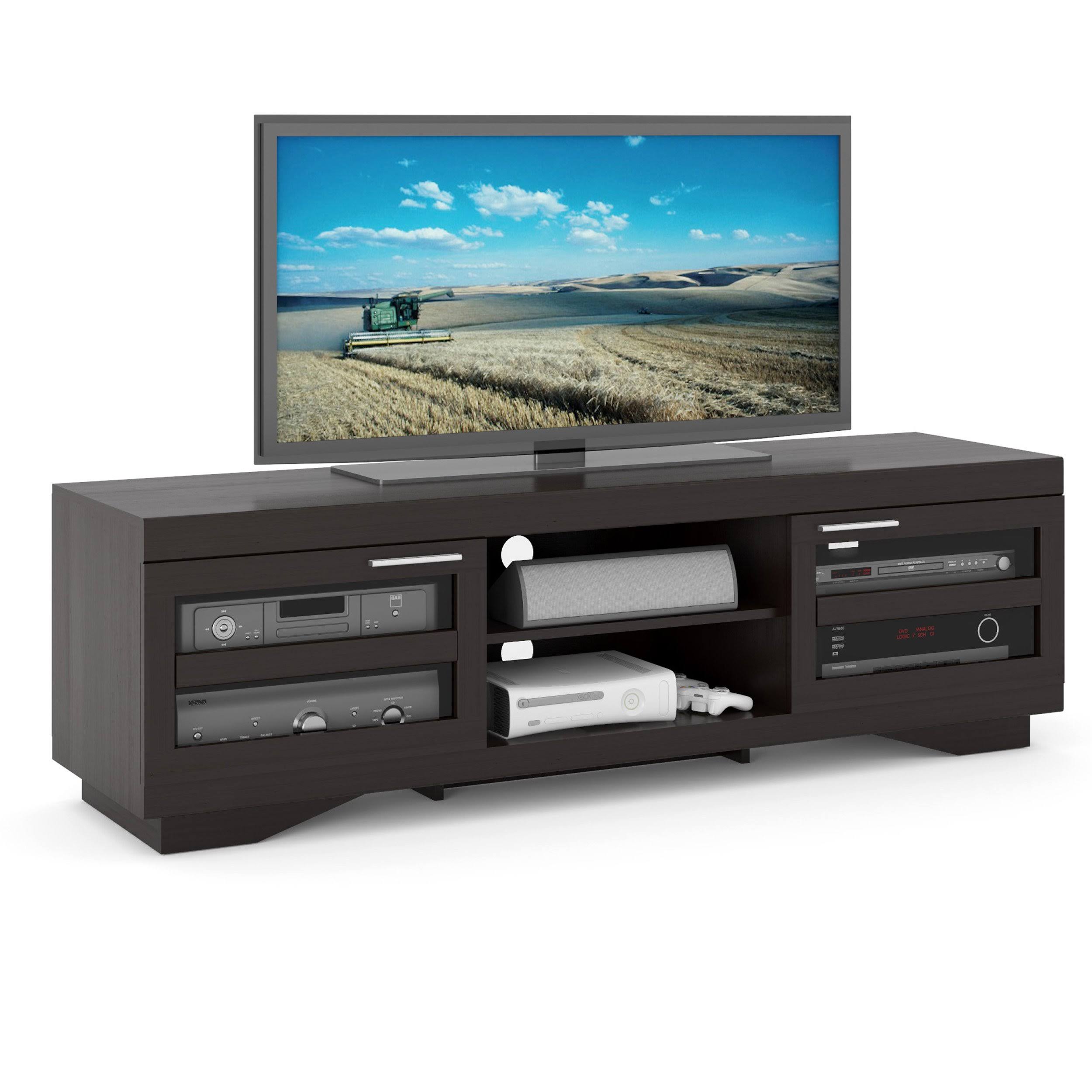 SONAX Granville 66-Inch Wood Veneer TV Bench, Mocha Black X3543