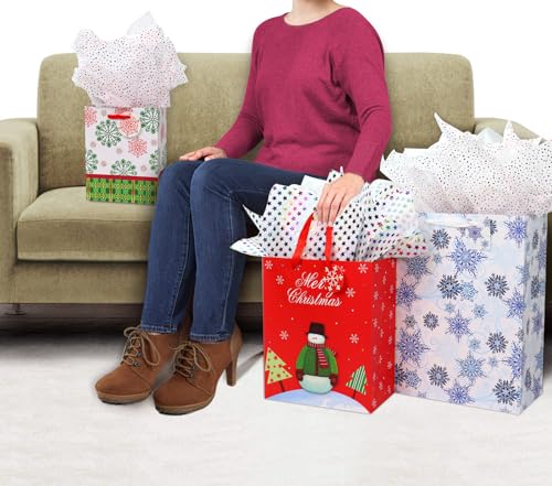 FZOPO Christmas Gift Bags Bulk Set with Handles Assorted Sizes W231