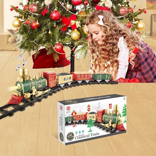 JUQU Christmas Train Set for Kids Ages 3-8, Battery Operated with Lights and Sounds R49536