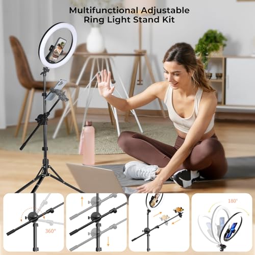 Aureday 14'' Selfie Ring Light with 62'' Tripod Stand and Phone Holder W597