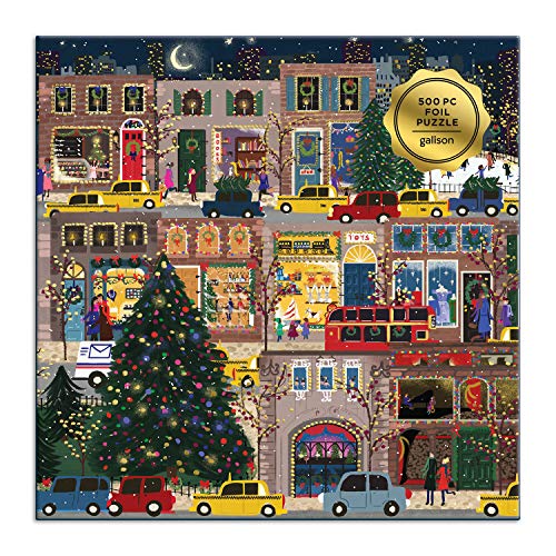 Galison Winter Lights Foil Puzzle, 500 Pieces, 20" x 20" Holiday Jigsaw Puzzle P8985