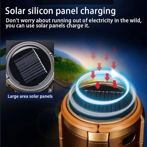 5-in-1 Portable LED Camping Lantern with Fan, Solar/USB Rechargeable, Phone Charger X217882