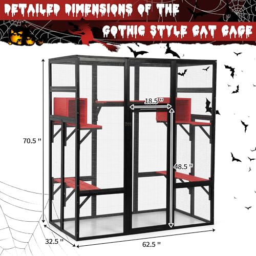 COZIWOW 70 Inches Wooden Catio Outdoor Cat Enclosure with Waterproof Roof I9907