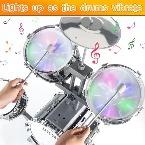 Kids Drum Set for Toddlers 1-3, Jazz Drum Toy with Lights, Percussion Kit for Boys Girls K90721