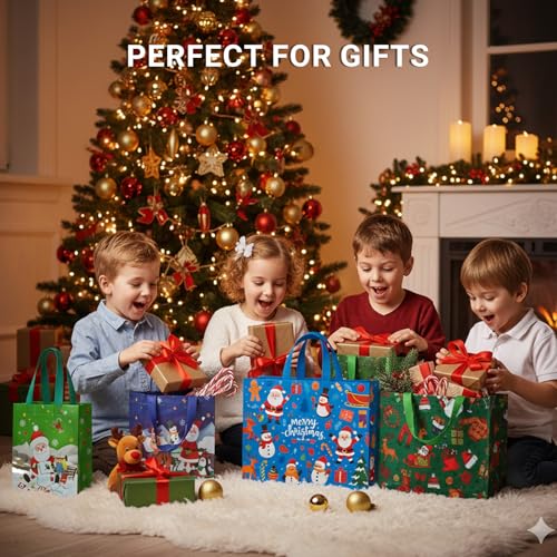 habgp 20 Pack Christmas Gift Bags Assorted Sizes with Handle, Reusable Tote K88379