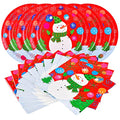 Gatherfun Christmas Party Supplies Christmas Snowman Disposable Paper Dinner Plates and Napkins for party decorations, Serve 50