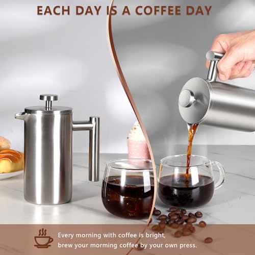 12 OZ Stainless Steel French Press Coffee Maker for Camping Travel U99491