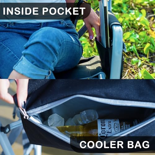 FUNDANGO Oversized Portable Rocking Camping Chair with Cooler and Side Pocket T5034