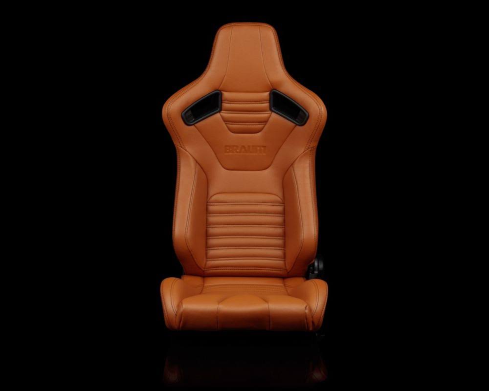 Braum Racing BRR1X-BTBS Elite-X Series Sport SEATS - British Tan Leatherette (Black Stitching) - Megean