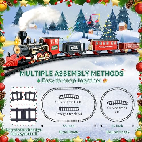 Kids Train Set with Steam Locomotive, Sounds & Lights for Boys Girls Ages 3-8 N4969