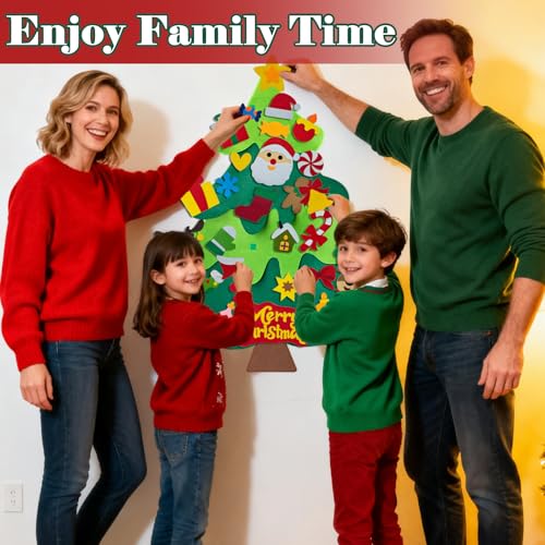 SOOVSY DIY Felt Christmas Tree Kit with Ornaments for Toddlers B57477