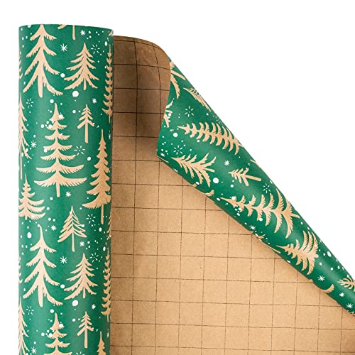 RUSPEPA Christmas Wrapping Paper Jumbo Roll Kraft Paper, Christmas Tree Design, 30 in x 100 ft U53088