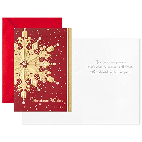 Hallmark Boxed Holiday Cards, Red and Gold Snowflake, 40 Cards with Envelopes E355