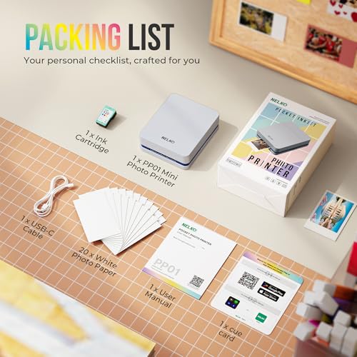 Nelko PP01 Portable Mini Photo Printer for iOS & Android, White Z15552