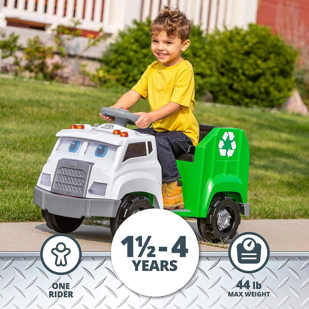 Kid Trax Real Rigs Toddler Recycling Truck Ride On Toy, 6V Battery, Ages 1.5-4 H3342