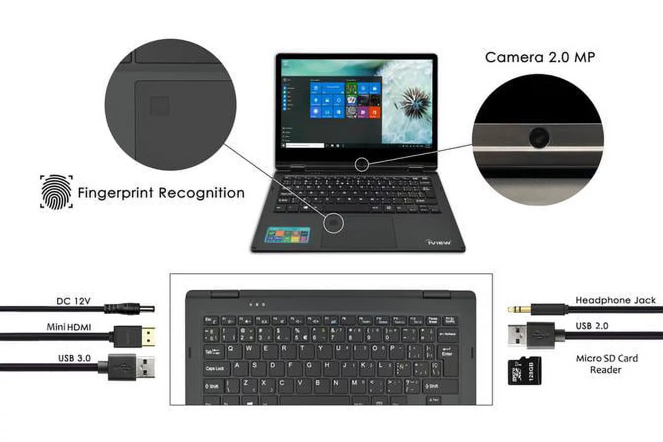 IVIEW-Maximus IV Ultra-Slim 11.6" 360° Convertible Touchscreen Laptop, 4GB/64GB, Windows 10 Pro O49559