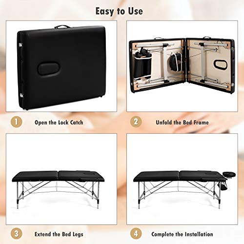 Giantex 84" Portable Massage Table with Face Cradle & Carry Case K306363
