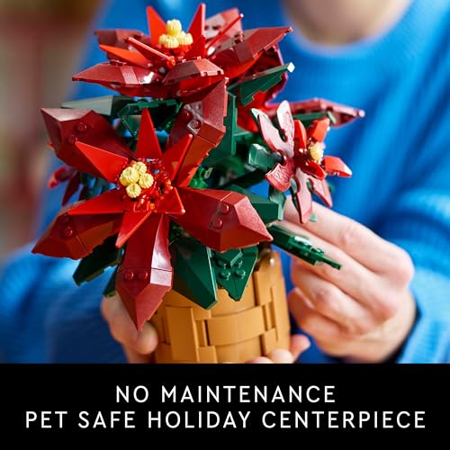LEGO Icons Poinsettia Building Set for Adults, Artificial Flowers for Christmas Table Decoration N665