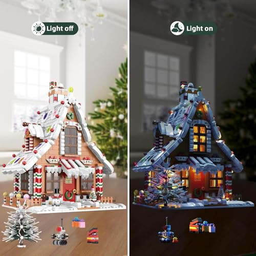 Christmas Gingerbread House Ornaments Building Set with LED Light for Kids & Adults A245664