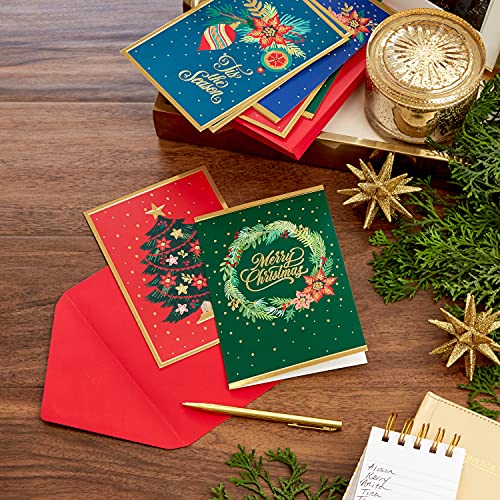 Hallmark Boxed Christmas Cards Festive Foil, 40 Cards with Envelopes S22215