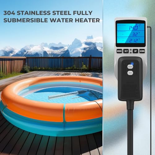 1800W Immersion Water Heater for Pool, Submersible with Thermostat & GFCI H639917