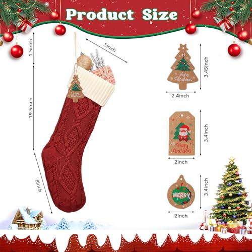 Bone Shaped Dog Christmas Stockings 3 Pack Cable Knit with Name Tag X7669
