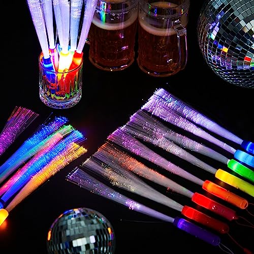 Kasyat 10 Pieces LED Fiber Optic Glow Wands for Party Favors P397