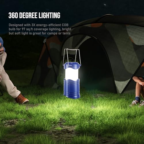 Lichamp LED Camping Lantern 4 Pack, Battery Powered Portable Hanging Light X975