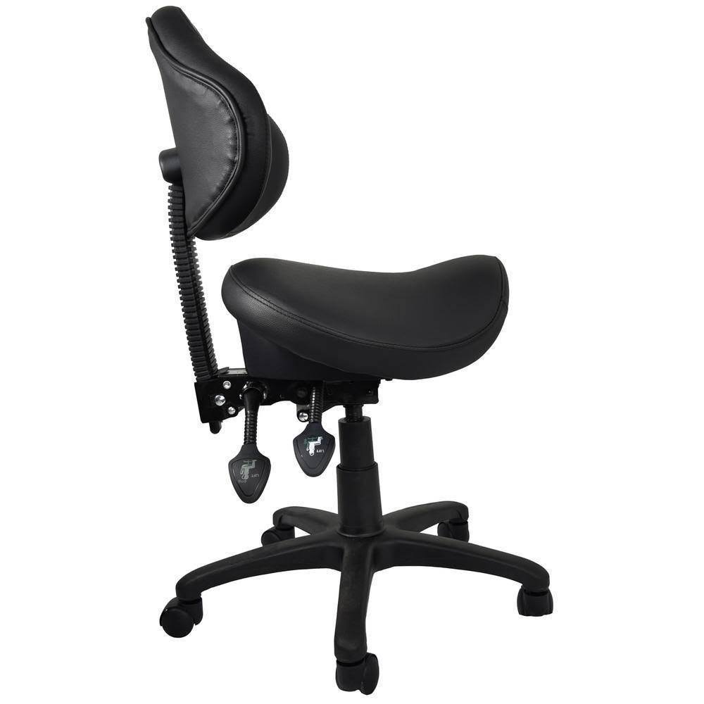 ES Ergonomic Rolling Saddle Stool with Adjustable Height and Backrest X176348