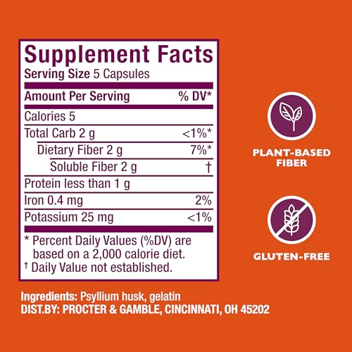 Metamucil Daily Psyllium Husk Powder Supplement, 300ct Capsules B97218