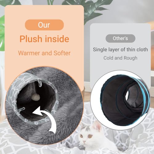 LUCKITTY Geometric Cat Tunnel with Plush Inside, Collapsible with Balls D91078