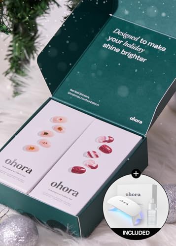 ohora Semi Cured Gel Nail Strips Red Chrome & Joy Christmas Set V6536