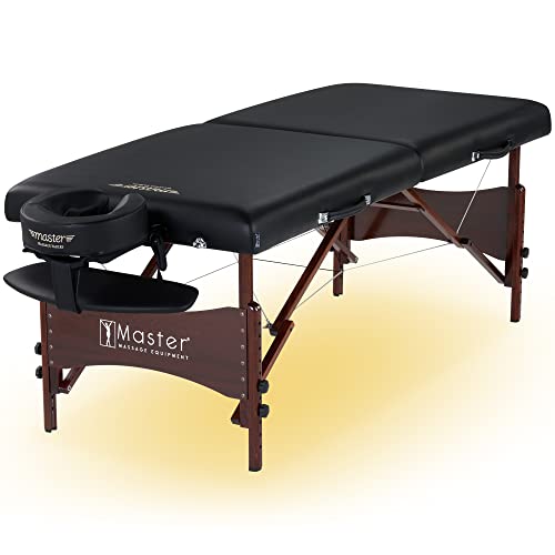 Master Massage Newport Portable Massage Table with 2.5" Cushion, Walnut Hardwood, Black, 30" R296868