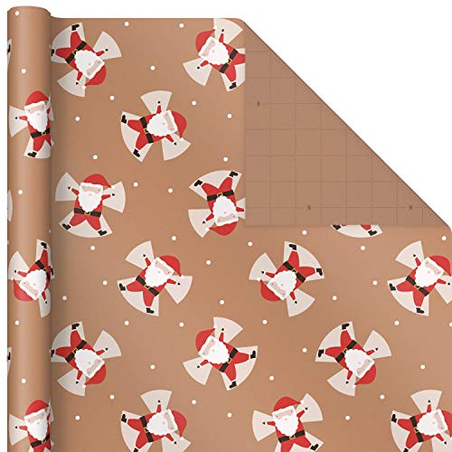 Hallmark Christmas Wrapping Paper Bundle with Cut Lines, Kraft, Red Trucks, 4 Rolls D91100