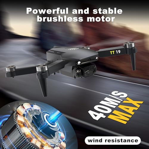 TT19 Foldable 1080P Camera Drone for Adults, Brushless Motor RC Quadcopter, Orange E4143