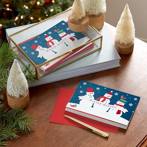 Hallmark Boxed Christmas Cards Winter Wishes Snowmen, 40 Cards with Envelopes P251