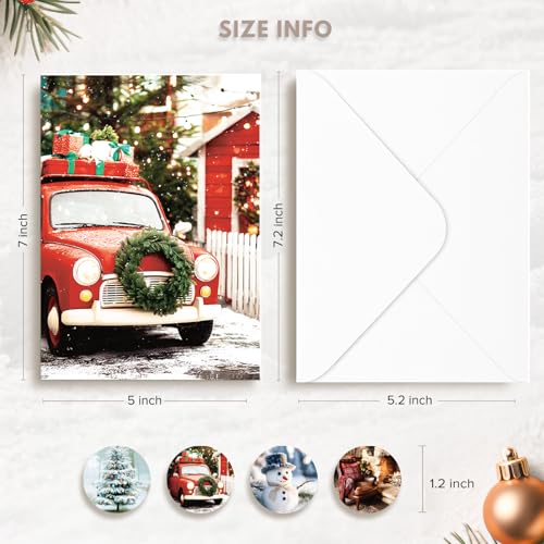 Christmas Cards with Envelopes & Stickers, Set of 20, 5" x 7" W887