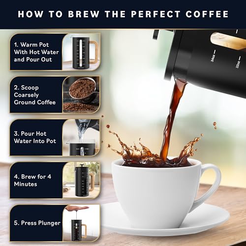 Home Hero French Press Coffee Maker 34 oz with Bamboo Handle M7727