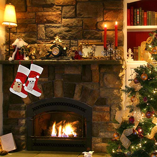 WEWILL 18" Cat Felt Christmas Stocking with Paws Embroidery K25915