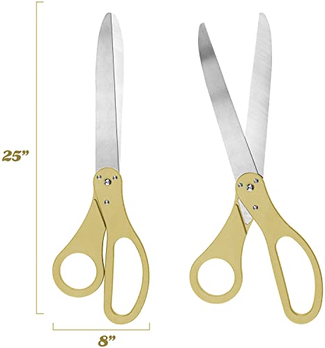 Deluxe Grand Opening Ribbon Cutting Kit - 25" Giant Scissors with Gold Satin Ribbon M4491