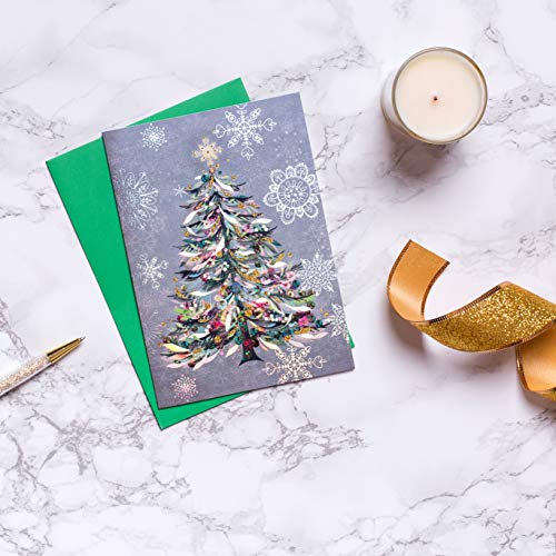 Papyrus Boxed Christmas Cards with Envelopes, Christmas Trees, 14-Count C8880